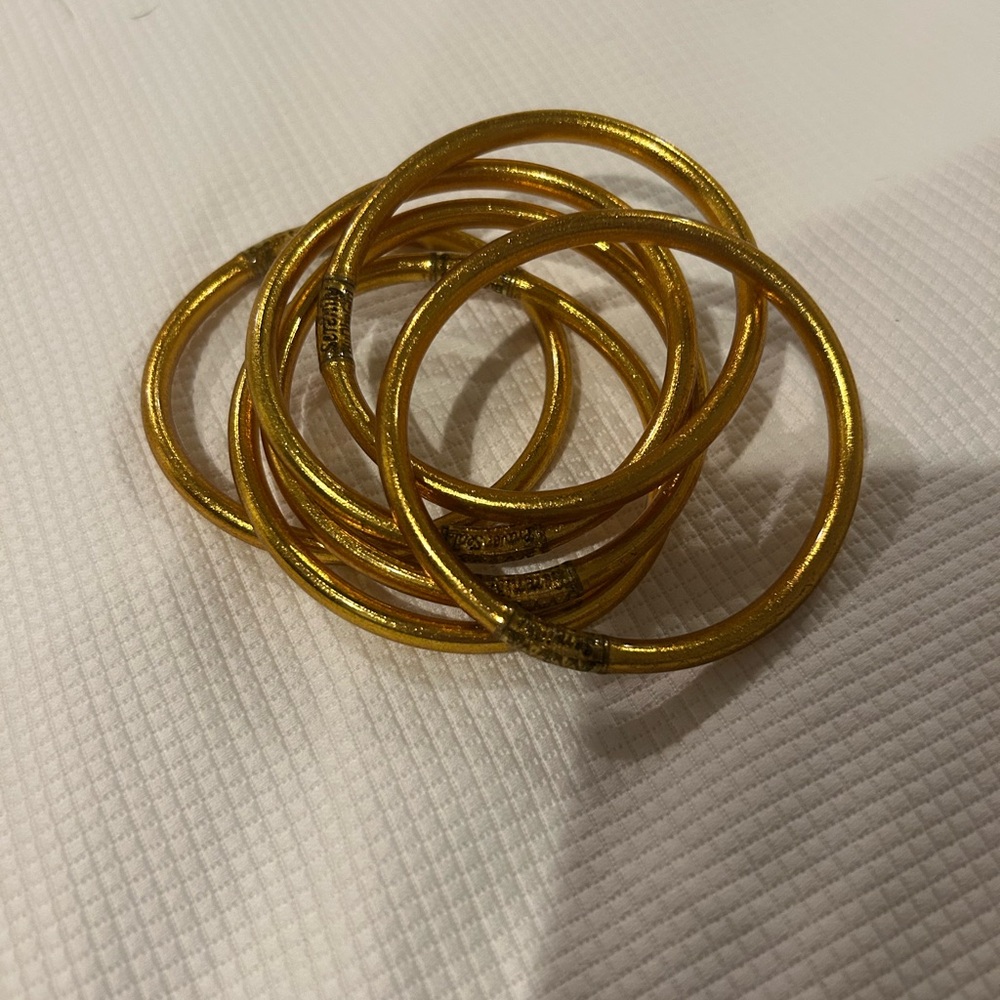Gold BUHDAGIRL all weather bracelets, set of 6, size medium. - Picture 3 of 8